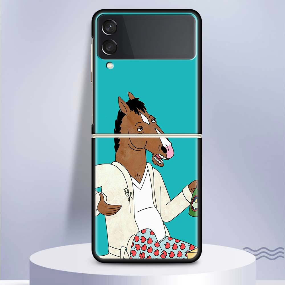 Чехол для телефона Samsung Galaxy Z Flip 5 4 3 5G с изображением мультфильма B-BoJack Horsemans, черный, твердый чехол ZFlip 5 4 3, роскошный противоударный бампер C