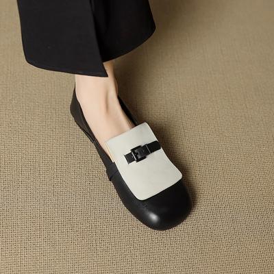 2025 новые кожаные туфли на плоской подошве с квадратным носком, женские удобные туфли на мягкой подошве, маленькие одинарные туфли на весну и осень, женские туфли с неглубоким вырезом, супермягкие, не