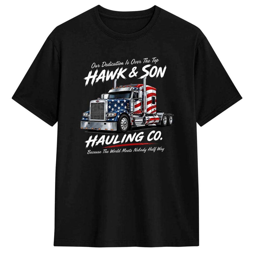 Harajuku T Shirt Hawk And Son Hauling Company Cotton Tshirts Novelty Tshirt For Unisexs Summer Y2k Classic Short Sleeve Top Tees
