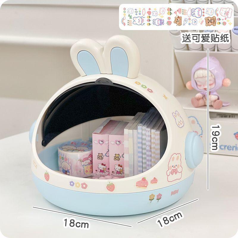 Настольная коробка для хранения: Пылезащитный органайзер с откидной крышкой и дизайном строительных блоков, многоцелевой контейнер для канцелярских принадлежностей, закусок, игрушек и мелочей