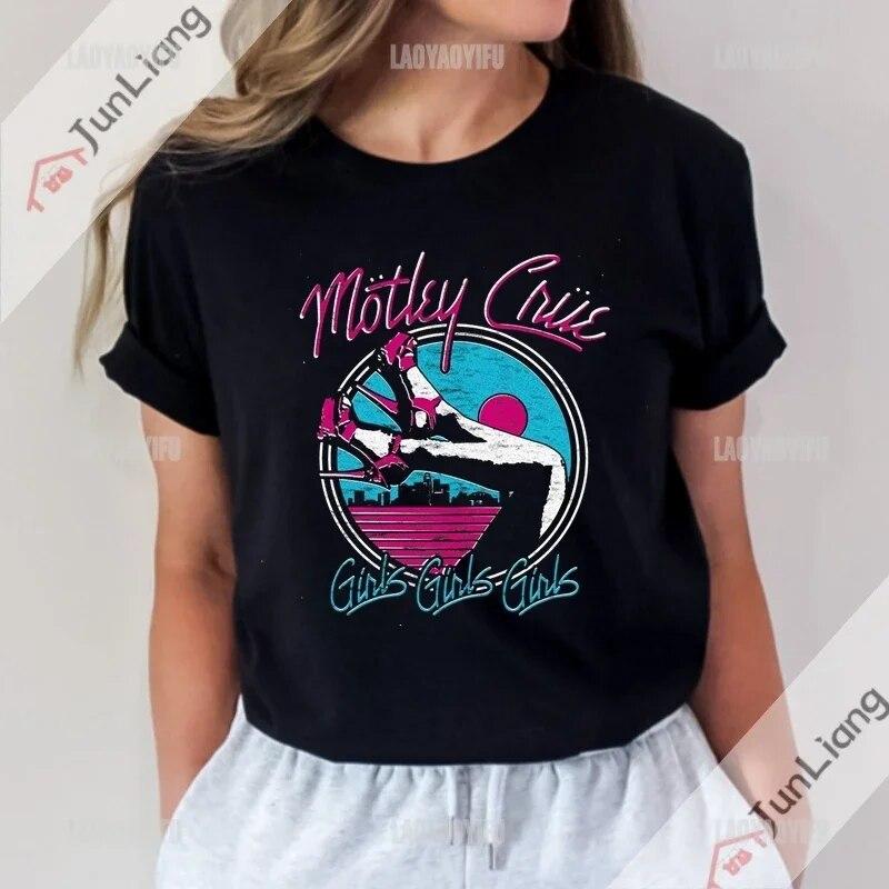 Motley Band Goth Одежда Crue Hard Rock Футболка с алфавитом Футболки для женщин Harajuku Уличная одежда Топы Kpop Y2k Одежда унисекс Забавная одежда