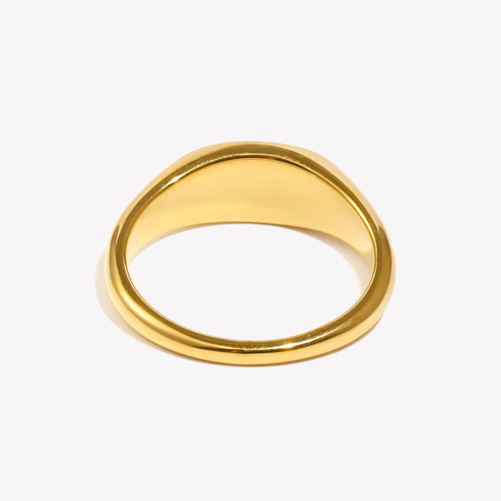 E.B.belle New Waterproof Stainless Steel Oval Face 3A Zircon Paved Star Ring Water Resistant Gold Plated Rings For Lady