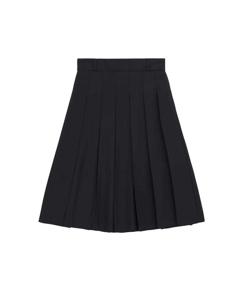 Mad Mad Preppy Pleated Midi Skirt - Black