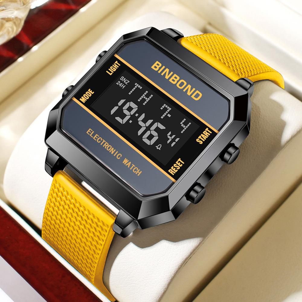 Binbond D081 081 Men's Electronic Fashion Silicone Strap Business Digital Calendar Timing Sports Luminous Waterproof Watches
