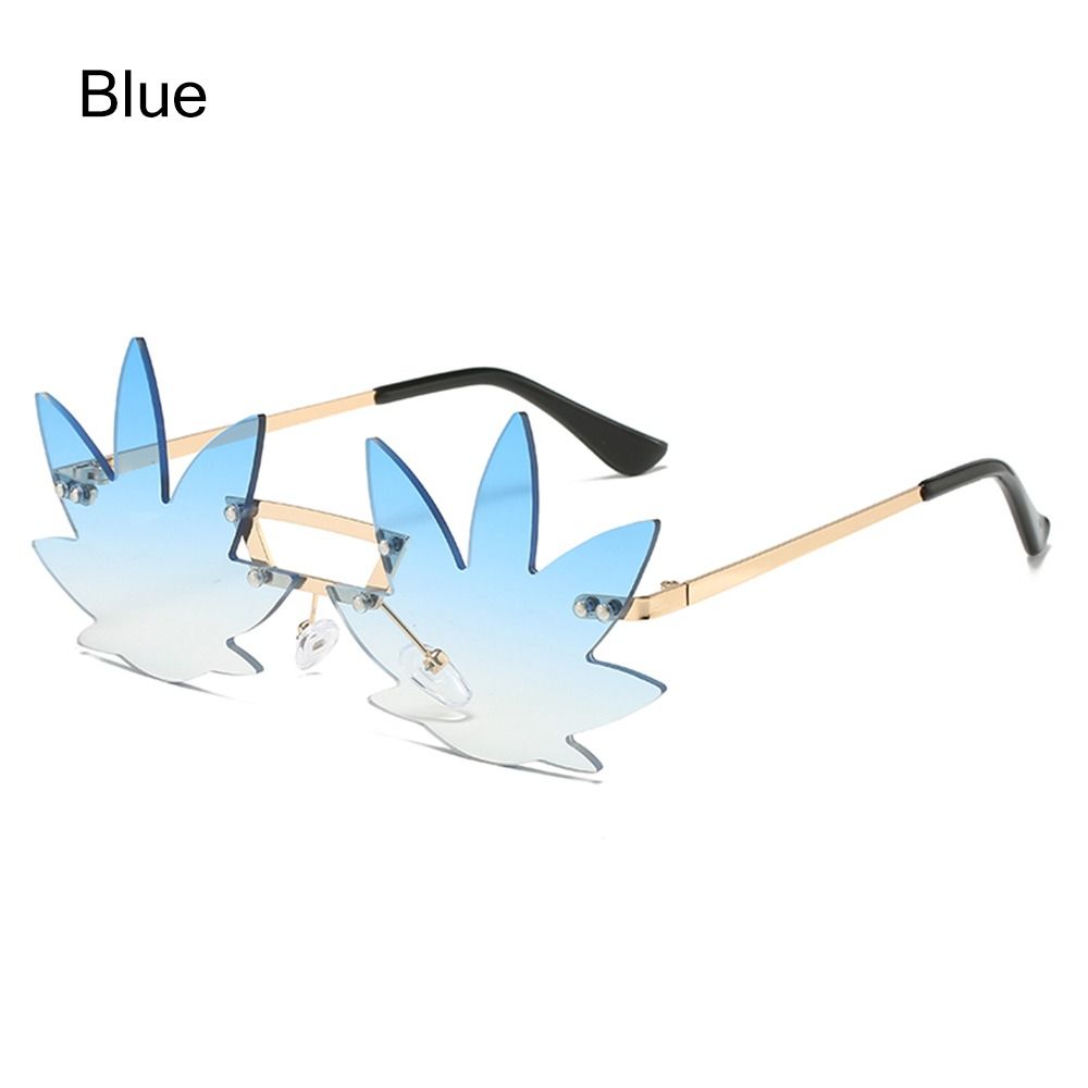 Rimless Maple Leaf Shape Metal Sunglasses For Women Party Decorative Sun Glasses Men Unique Street Catwalk Prom Eyewear
