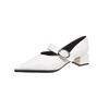 Spring Women's Heeled Single Shoes Fashionable Mid-heel Gold Buckle Mary Jane Shoes Women's Pointed Toe Boat Shoes Zapatos Mujer
