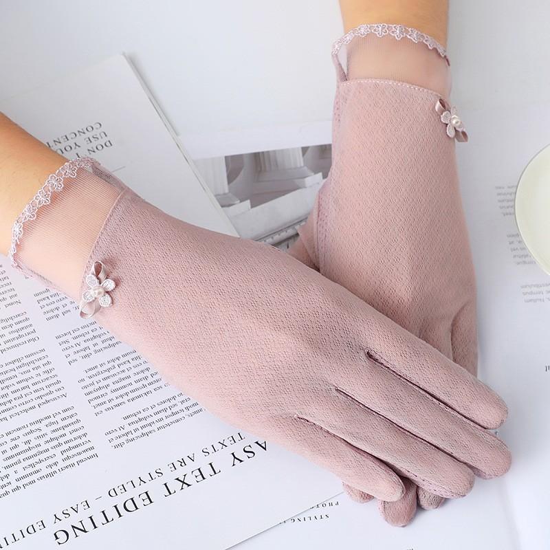 Женские перчатки для защиты от солнца Весенние и летние тонкие кружевные перчатки с сенсорным экраном Водительские дышащие уличные солнцезащитные велосипедные перчатки