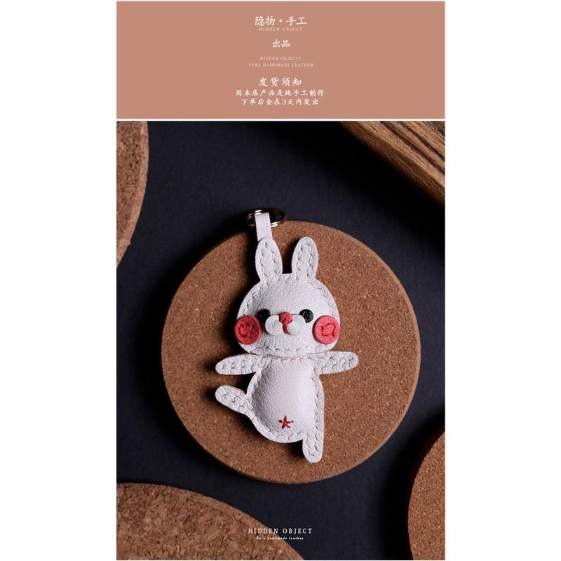 Porte-clés de voiture en cuir véritable fait main par Happy Rabbit créatif et personnalisé accessoire simple pour sac cadeau
