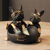 Lovers Bulldog Statue with Bowl Storage Box For Keys Jewelry French Bulldog Figurine Resin Home Décor Table Decoration Sulpture