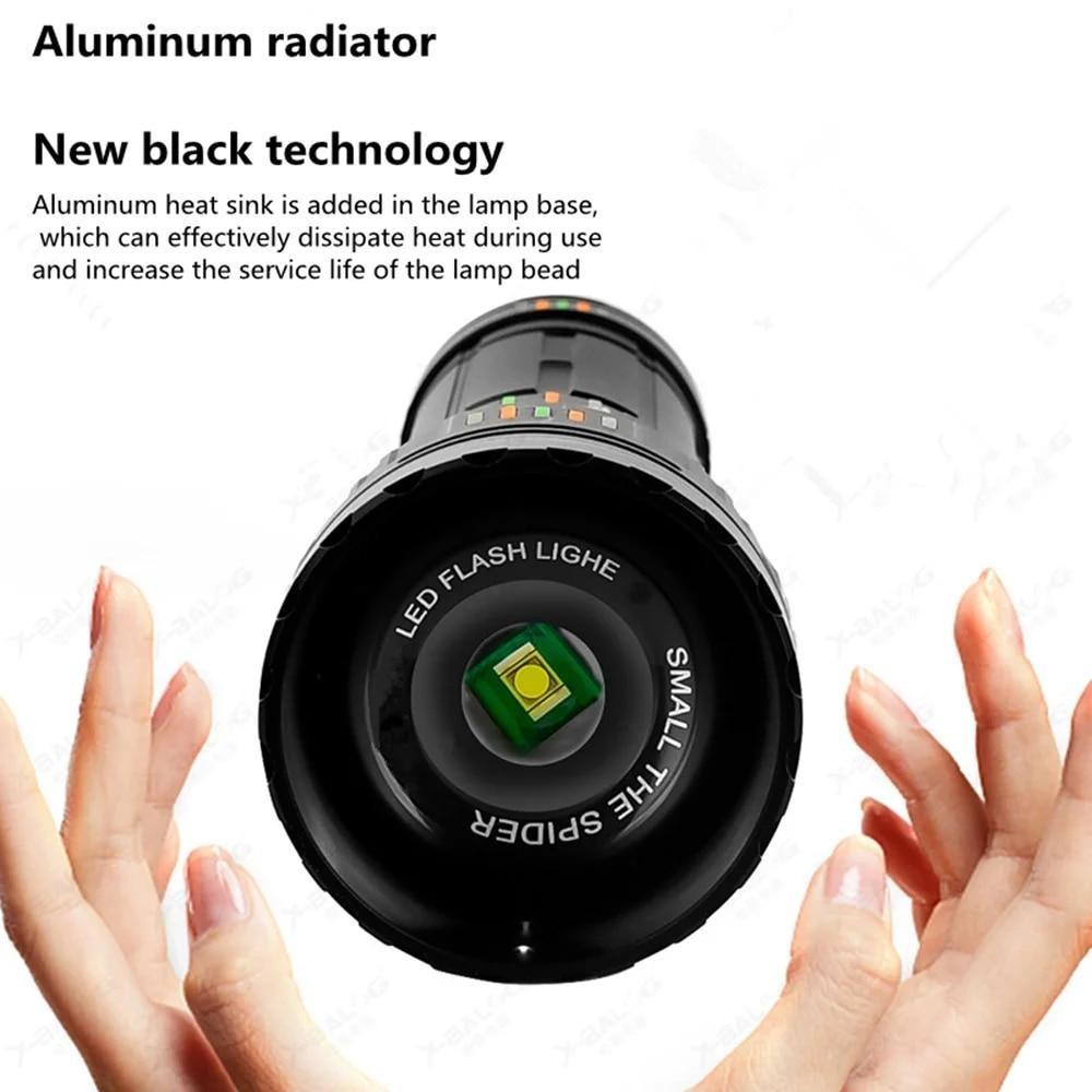COBA Ultra Powerful LED Spotlight Long Range Flashlight Fluorescent Absorbing Film Luminous Zoom Flashlight Camping Emergency