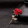 Red Rose Brooch With Diamonds Temperament Brooch Anti-Light Pin Clothing Accessories