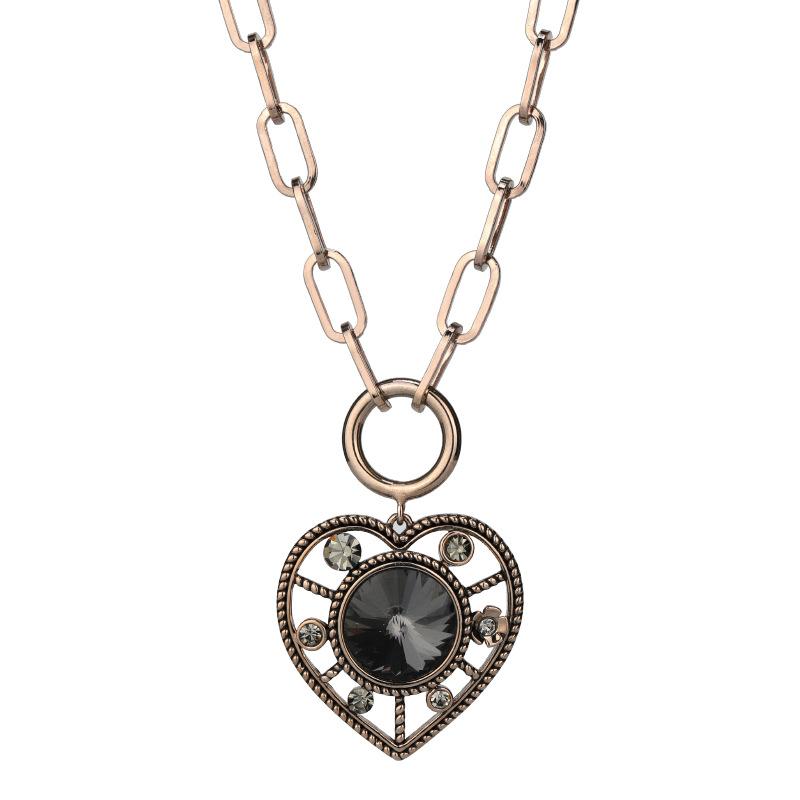 Crystal Love Titanium Steel Necklace Autumn And Winter Short Temperament Versatile Sweater Necklace Clothes Accessories