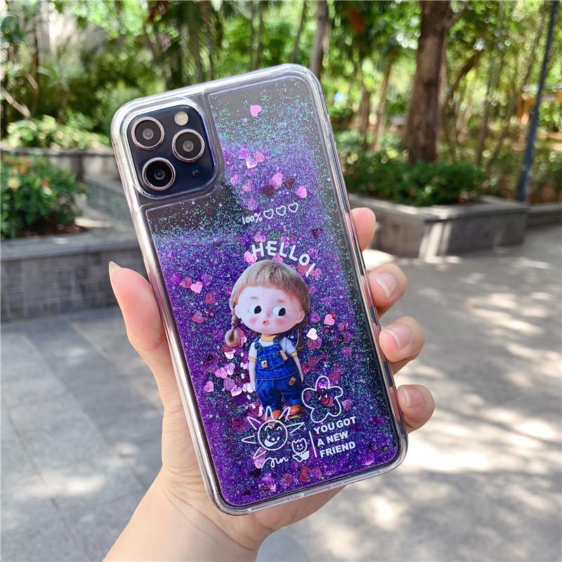 Чехол Vivo Quicksand Cartoon Girl: Совместимо с Y93, X50, Y17, Y7S - Защитный чехол от жидкостей