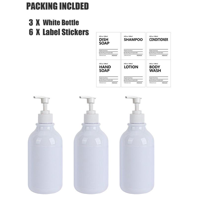 500 мл Белый лосьон Бутылка для настенного крепления для душа Бутылки для мыла с этикетками Диспенсеры для мытья тела для ванной комнаты, кухни, раковины