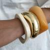 Ingemark 3 Styles Hip Hop Irregular Stacking Resin Thick Bangles for Women New Trend Charm Wide Arm Bracelet Couple Jewelry Gift