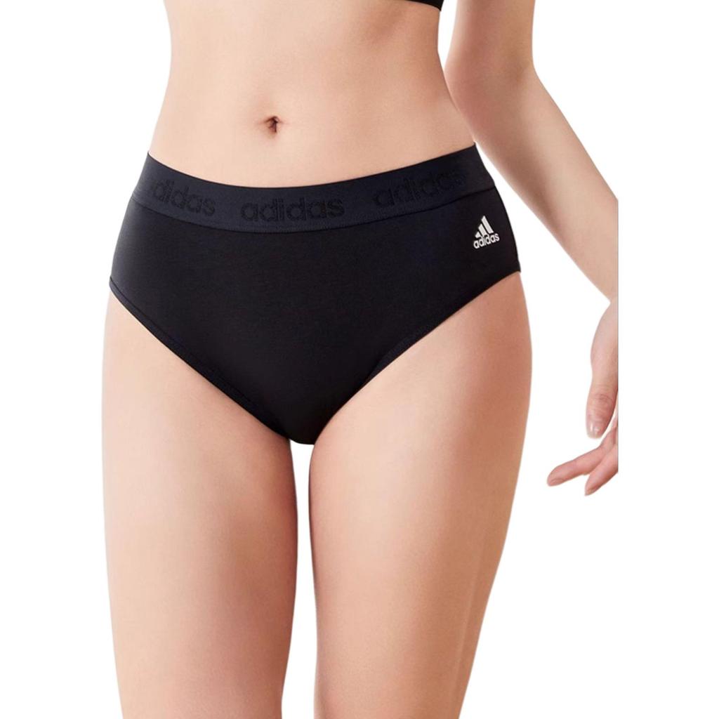 Adidas Solid Color Brand Logo Breathable Antibacterial High Waist Underwear Women Underwear Black 4A1P00-908