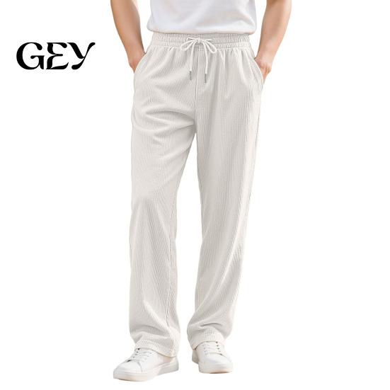 Work School Casual Trousers Men Corduroy Baggy Sweatpants, Drawstring Waist Straight Leg Joggers, Loose Solid Color Athletic Pants for Jogging