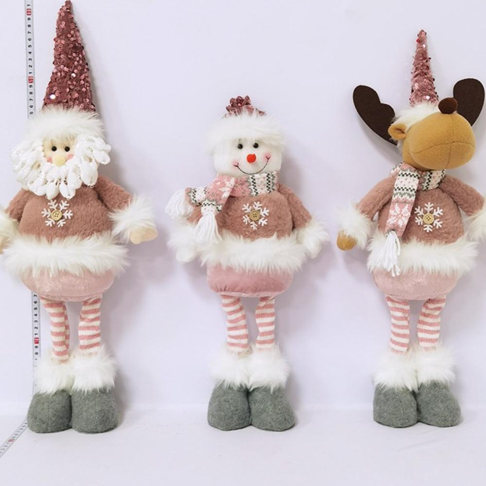 Pink Christmas Standing Retractable Doll Elk Merry Christmas Decoration Party Favors