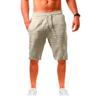 Men's Summer Thin Breathable Linen Sports Shorts Casual Solid Drawstring Short Trousers Trendy Hip-hop Short Pants