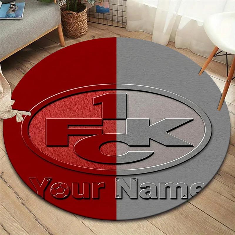 Cross Symbol Custom Name Round Area Rug Carpet Rug For Living Room Bedroom Sofa Playroom Decor Nonslip Floor Mat