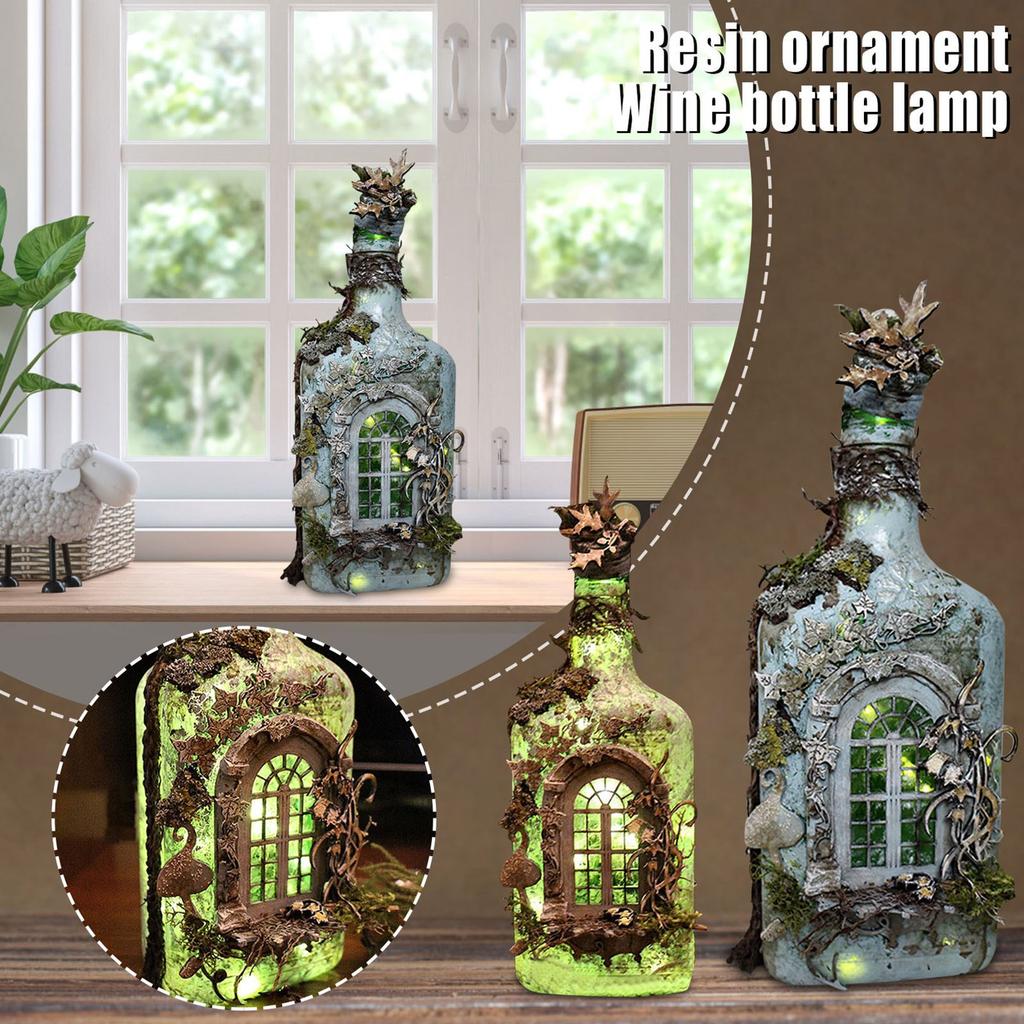 Mysterious Ghost Castle Forest Glowing Creative Wine Bottle Home Gardening Ornaments Resin Crafts