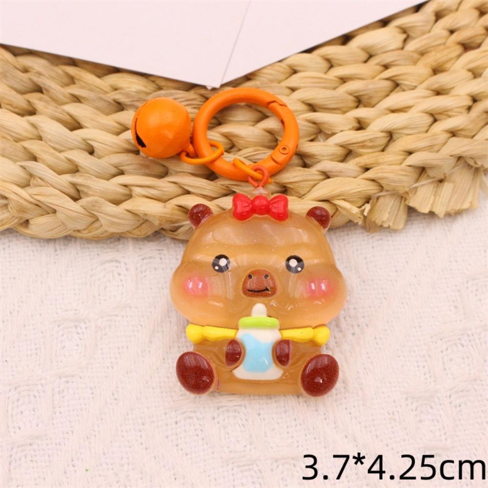 Korean Style Luminous Key Chain Cartoon Bell Key Chain Personality Capybara Pendant  Decoration