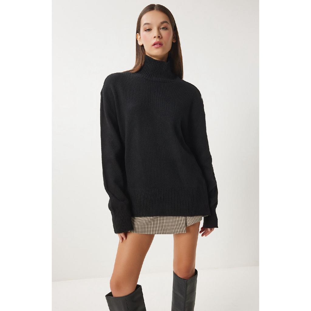 Women's Anthracite Turtleneck Knitwear Sweater Fn03390