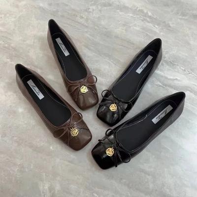 Туфли на плоской подошве женские весенние туфли с бантом 2024 новые дизайнерские женские сандалии для вечеринок женские