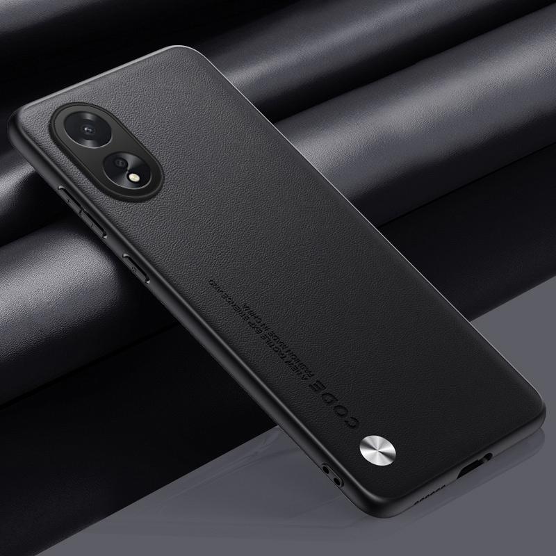 Роскошная матовая задняя крышка из ПУ-кожи для OPPO A38, A58, A78, A98 с силиконовой защитой