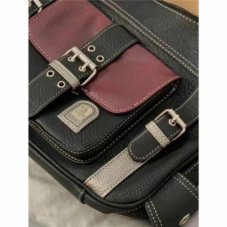 2025 Ретро Винтаж Y2K Сумка через плечо кроссбоди из мягкой кожи для женщин - Новый тренд колор-блок