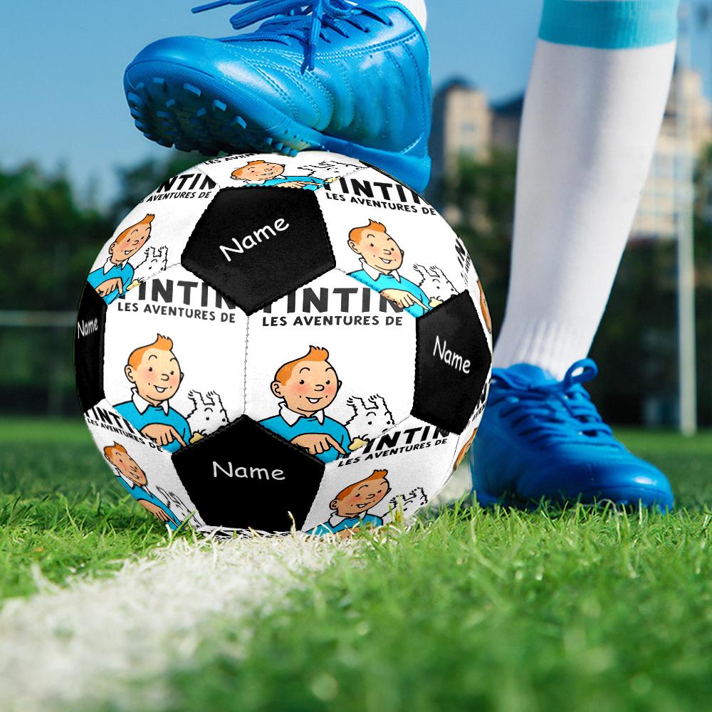 Custom Name The Adventures of Tintin Theme Size 5 Soccer Ball, Suitable for Both Indoor and Outdoor Matches, a Gift Suitable for Everyone.