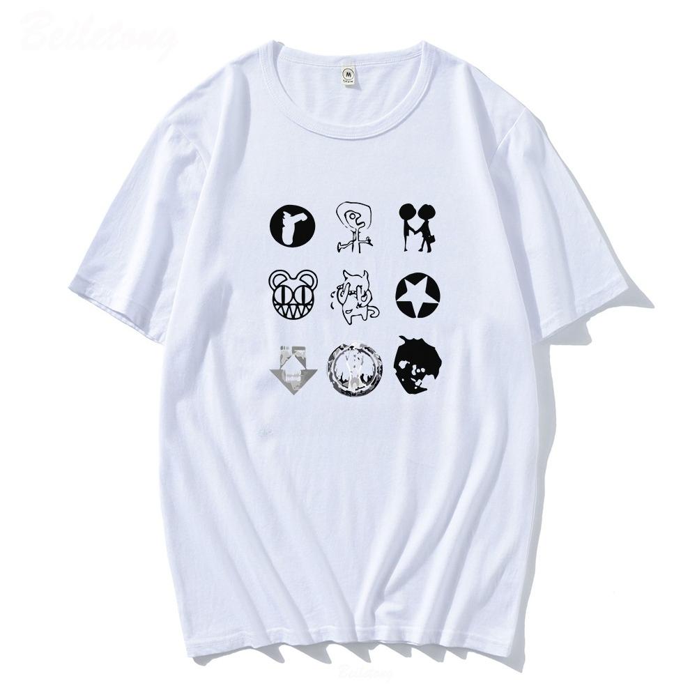 2025 Новая летняя повседневная футболка с коротким рукавом с принтом, хлопковая, обычного кроя, с круглым вырезом, дышащая, свободная, унисекс, мужская, женская одежда