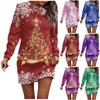 Long Sleeve Dress For Women Casual Christmas Printed Pullover Hip Pack Dress Sweater Dress