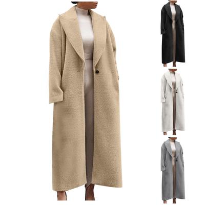 Женская модная теплая куртка с длинным рукавом и лацканами из плюшевого твида