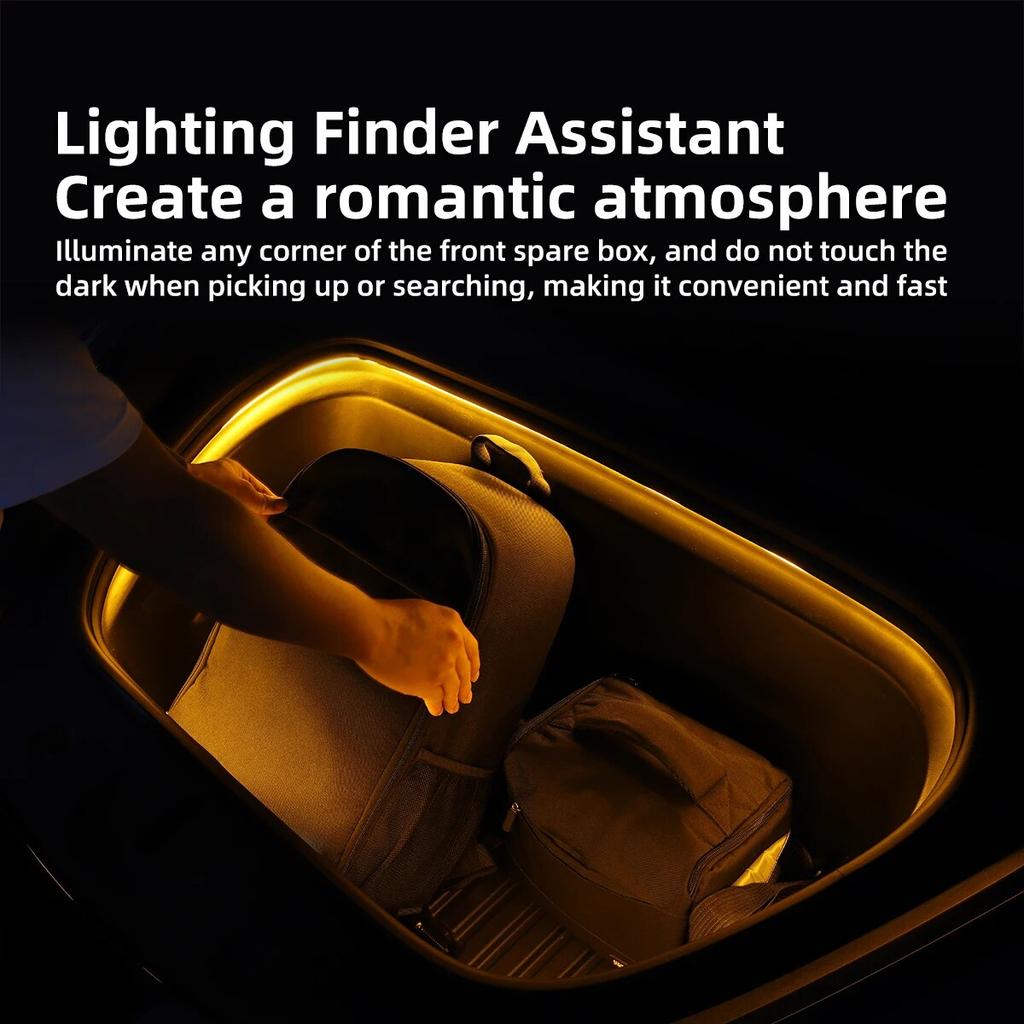 LUCKEASY For Tesla Model 3 Y Car Modification Accessories 12V Front Spare Box Atmosphere Light Silicone Tube LED Lighting Bar