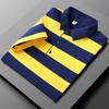 Summer Polo T-shirt Short Sleeve Lapel Casual Stripe Half Sleeve T-shirt Men's Top