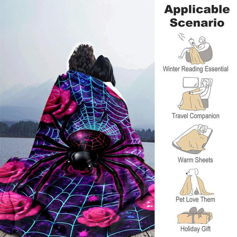 1pc Spider Printing Lightweight Flannel Blanket, Comfortable and Warm Blanket, for Camping Sofa Bed and Couch Office, Suitable for Gift Blank