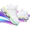 Double -Row Wheels Outdoor Trainer Roller Skate 7 Color Conversion Light Up Shoe For Women Boys Girls Shoes