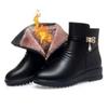 Fashion Solid Black Women Snow Boots Metal Classic Furry Winter Shoes Female Ankle Boots Winter Shoes Women Black Boots