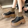 Women Leather Platform Women Ankle Boots Fashion Mid Heels Winter Shoes 2025 Trend New Brand Chunky Pumps Goth Botas De Mujer