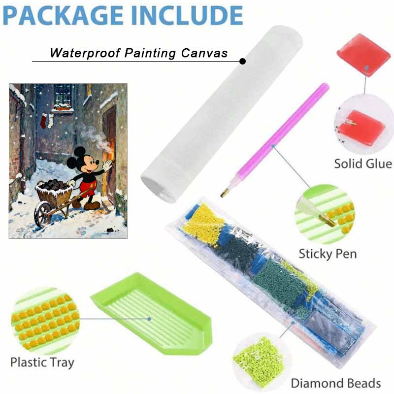 Disney 5D diamond painting set Christmas Mickey DIY handmade diamond painting art production diamond decorative paintingsnow scene