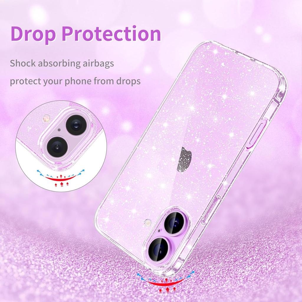 Прозрачный чехол с блестками для For Iphone Air 17 Pro Max 16E 16 E 1 Plus 14 13 Mini 12 11 17Pro X Прозрачный Женский Девичий Блестящий Чехол для Телефона