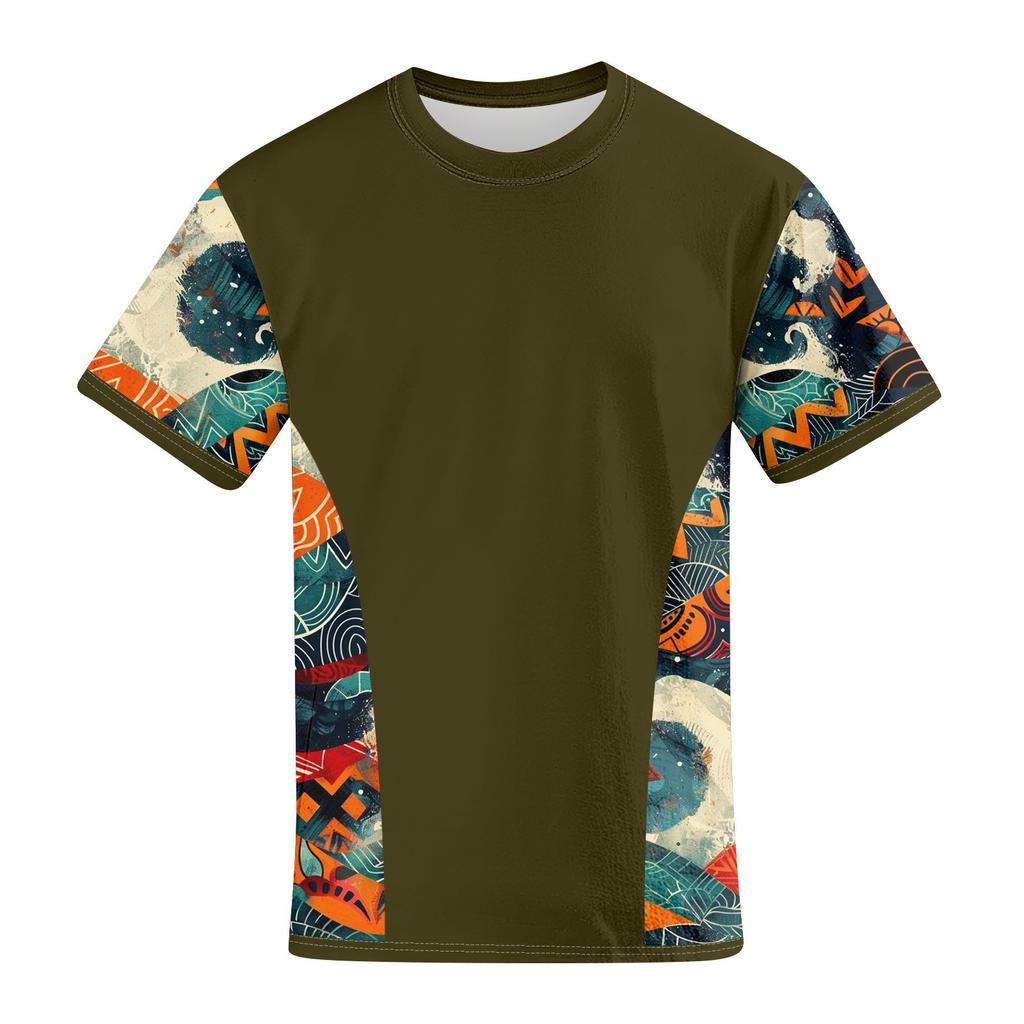 Летняя мужская популярная футболка с круглым вырезом и коротким рукавом с принтом