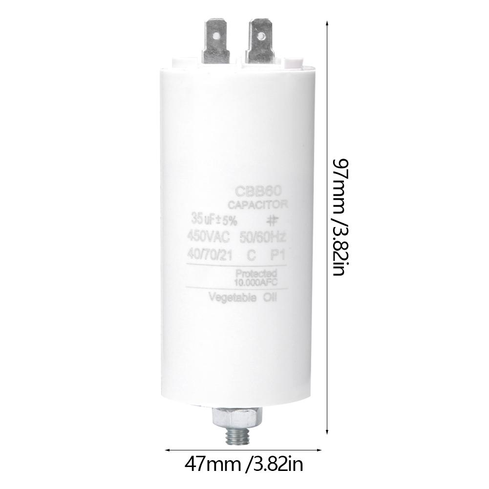 CBB60 450 В 35 мкФ пусковой конденсатор двигателя с гайкой для стиральной машины