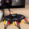 ABS Selector 3 Out Video Black Selector with AV Cable Splitter, Black, In/1 Splitter,