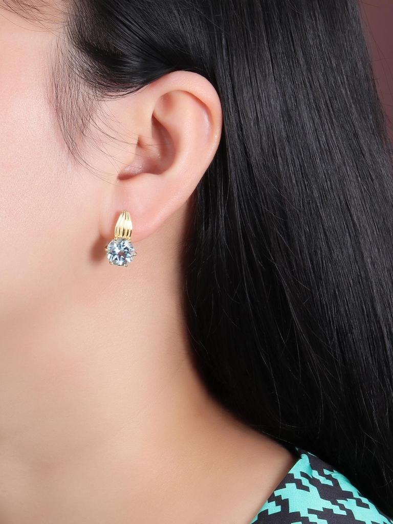 Винтажные серьги с натуральным небесно-голубым топазом, круглые 10 мм, настоящий синий драгоценный камень для женщин, серебро 925 пробы, модные украшения, повседневная одежда