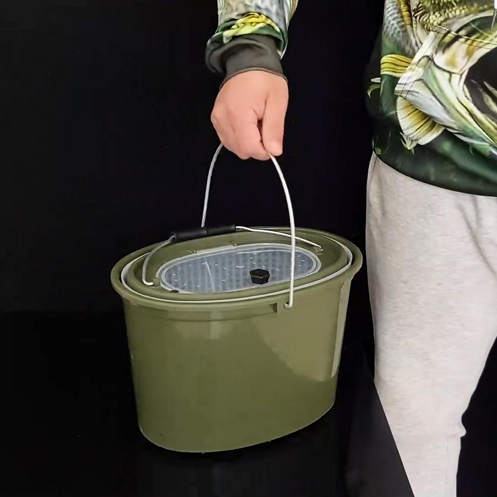 Ведро для рыбалки 2 в 1 Двухъярусный ящик для рыбы Съемный дуршлаг для рыбы Контейнер для хранения рыболовной приманки Двойной