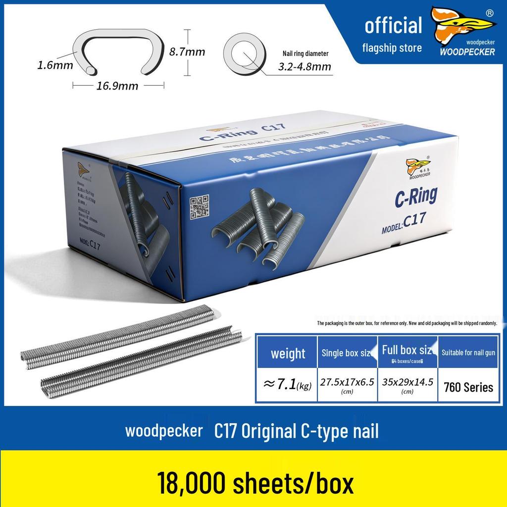 Woodpecker C-type Pneumatic Nail Gun 323 with Lithium Battery for Gabion Net Tying (Manual C50)