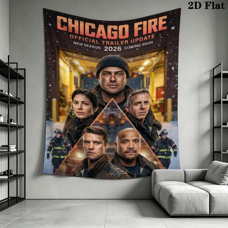 Chicago Fire Wall Tapestry Aesthetic Wall Hanging Printed Fabric Blanket Decorative Tapestries for Bedroom Living Room Home Decor