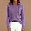Women's Fashionable Long-sleeved Solid-color Pullover Hooded Knitted Sweater Top